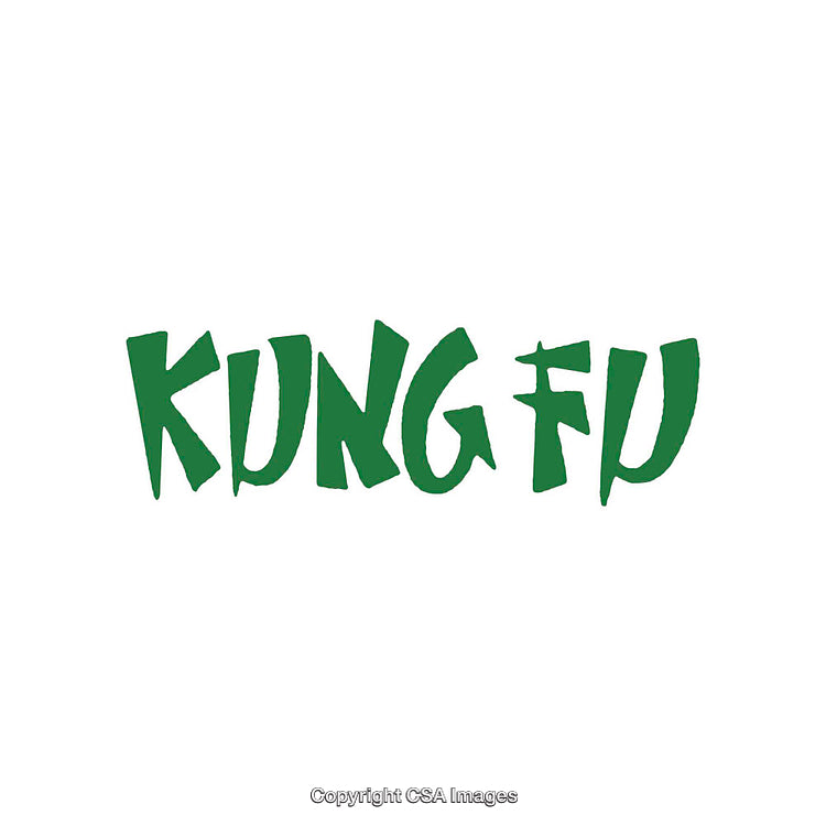 Green Text Illustration Reading Kung Fu on a White Background