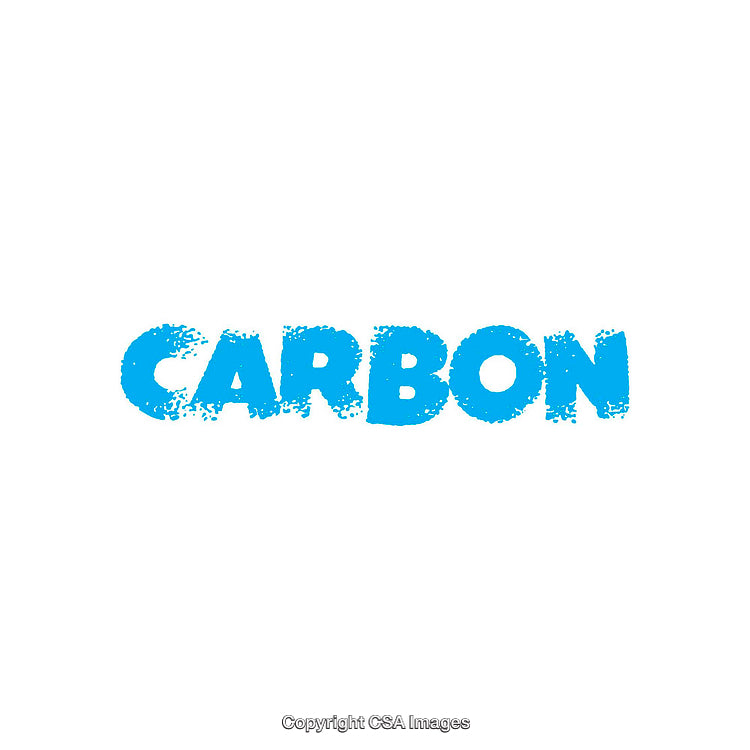 Blue Text Design Highlighting the Word Carbon on White Background