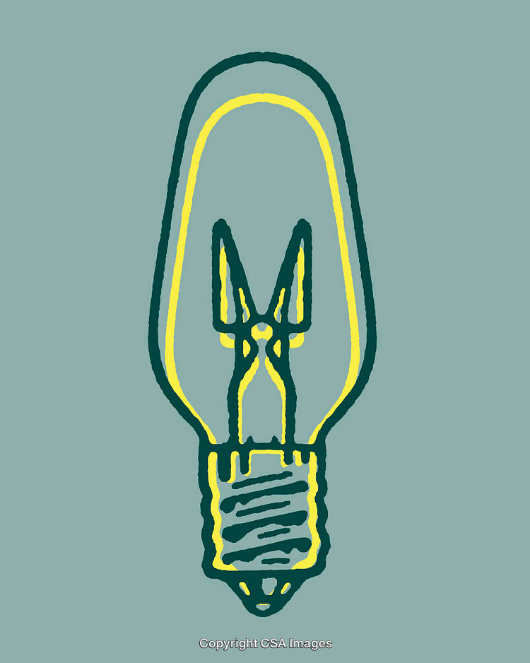 Color Line Art Illustration of a Lightbulb with Vibrant Yellows and Greens