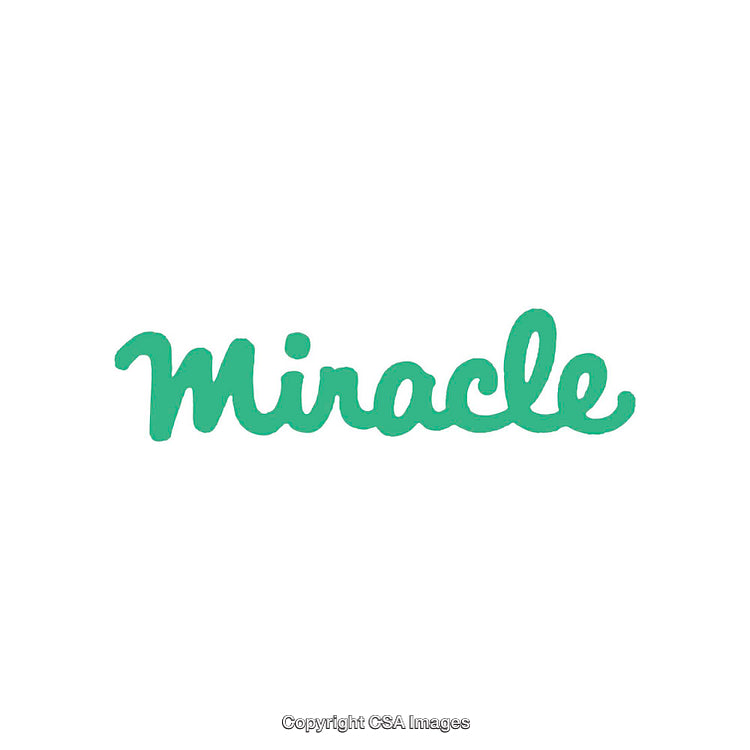 Green Handwritten Script Text Displaying the Word 'Miracle' on White Background