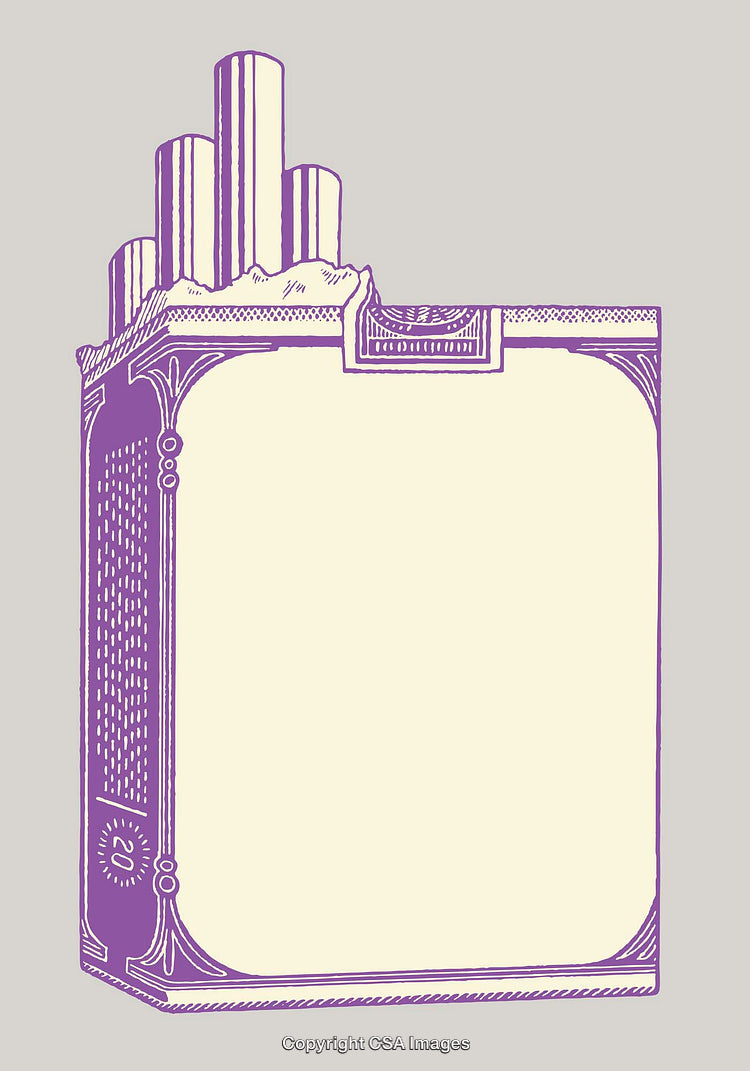 Illustrated Line Art of a Vintage Cigarette Pack Design Concept
