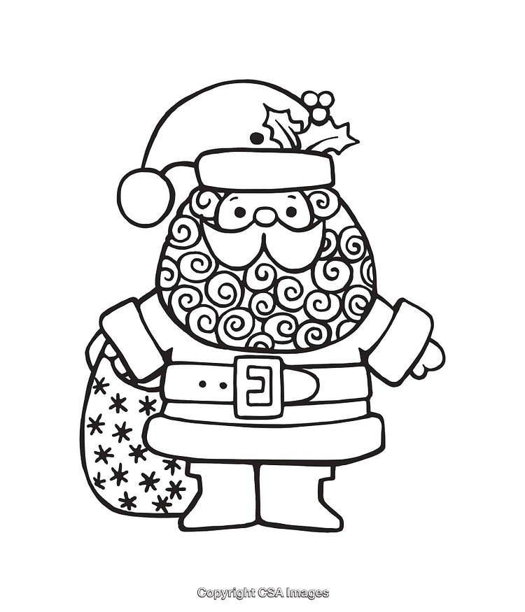 Festive Black And White Santa Claus Illustration With Christmas Decorations