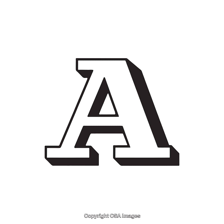 Bold Monochromatic Letter 'A' With Shadow Effect Depiction