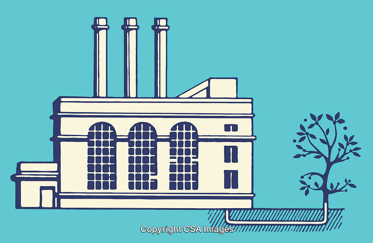 Eco-Friendly Factory Illustration with Sustainable Energy Concept Design