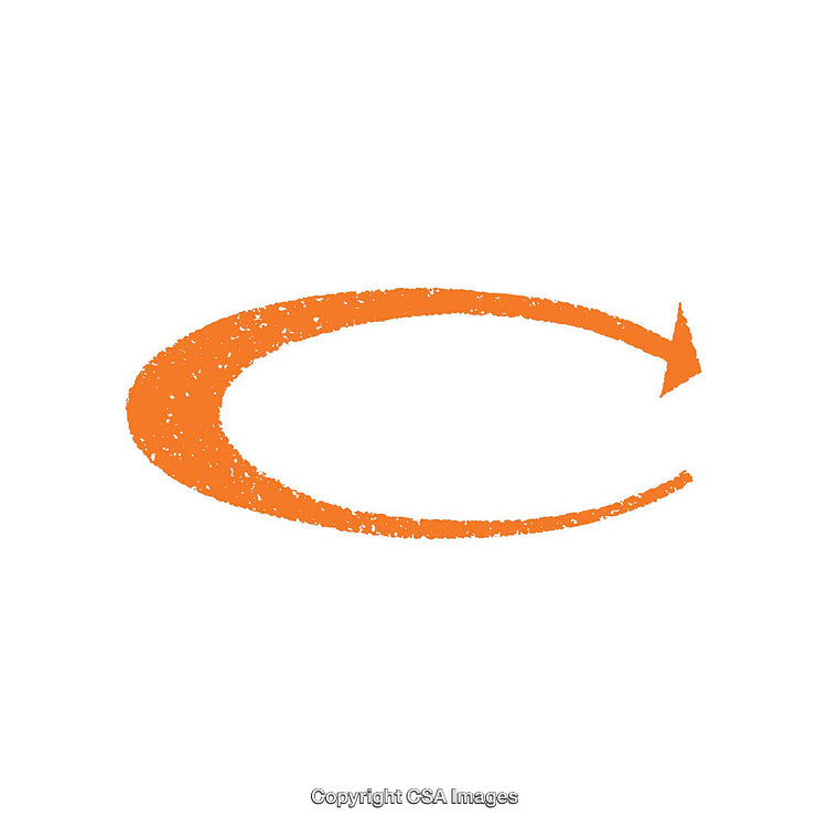 Orange Curved Arrow Symbol with Textured Grunge Style