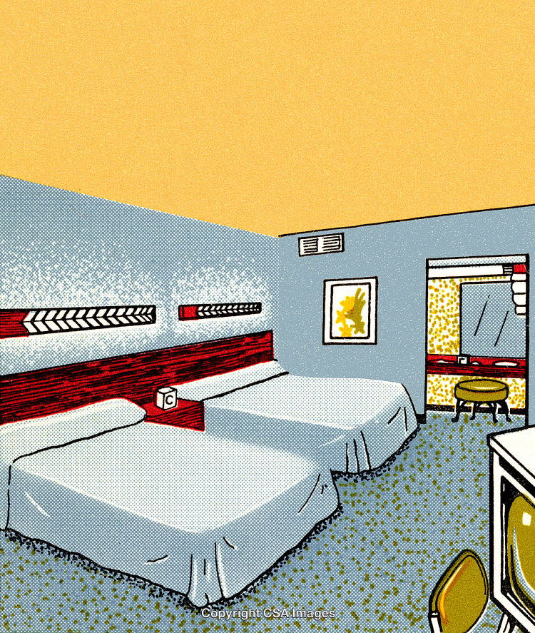Modern Pop Art Style Interior of a Vibrant Hotel Room