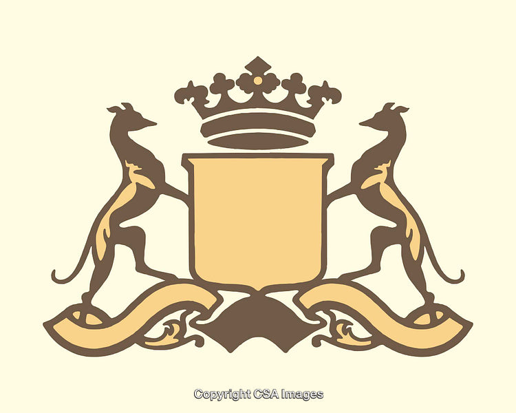 Stylized Heraldic Crest with Kangaroo Motif and Crown Detail