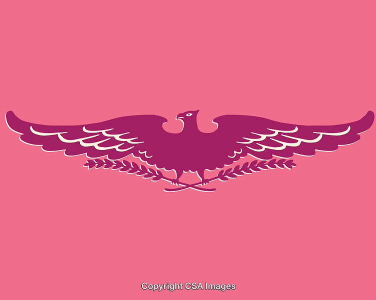 Elegant Illustration of a Stylized Eagle in Pink and Purple Hues