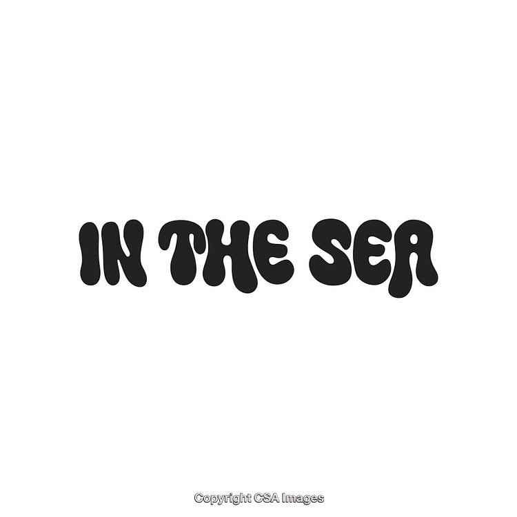Stylized Text Design Depicting 'In the Sea' in Black Wavy Letters