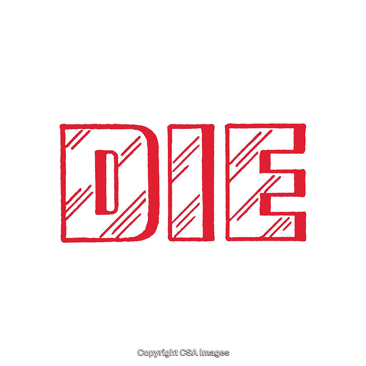 Bold Red Text Illustration on White Background with Stylized Striped Effect