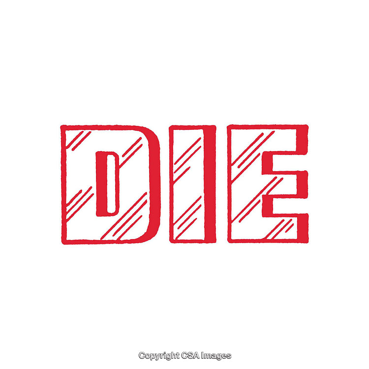 Bold Red Text Illustration on White Background with Stylized Striped Effect
