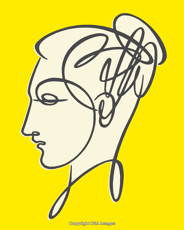 Abstract Line Art Portrait With Bold Yellow Background