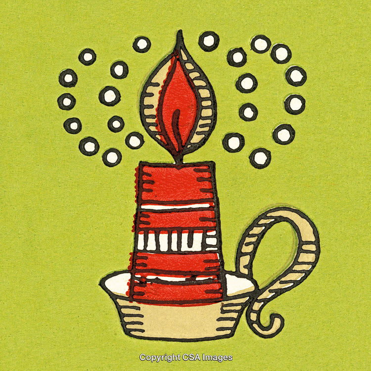 Colorful Hand-Drawn Candle in a Whimsical Artistic Style