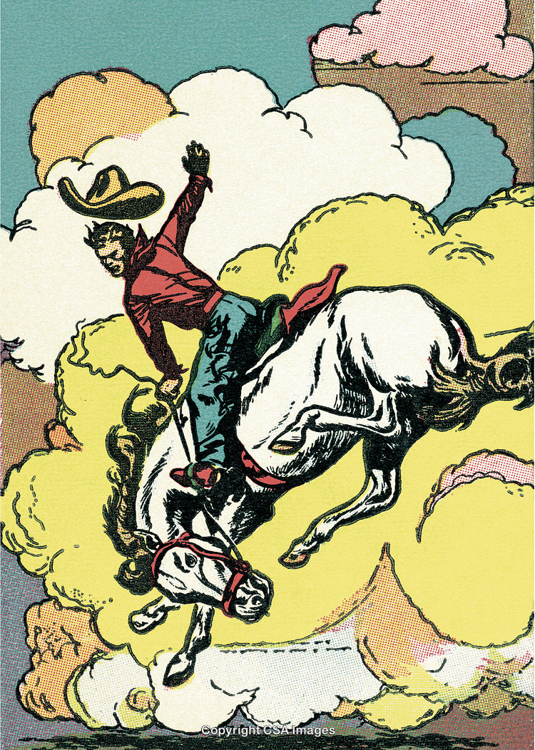 Cowboy Riding a Bucking Bronco
