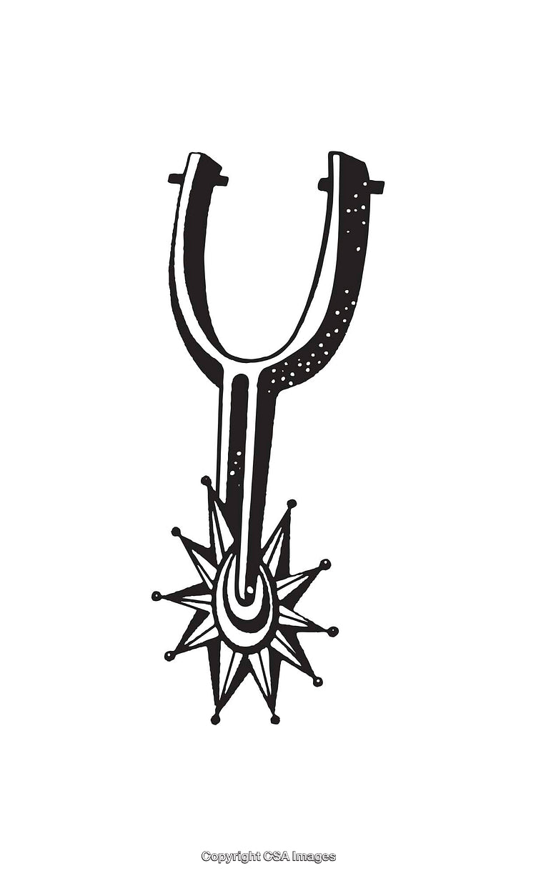 Black and White Illustration of a Spur with Star Design