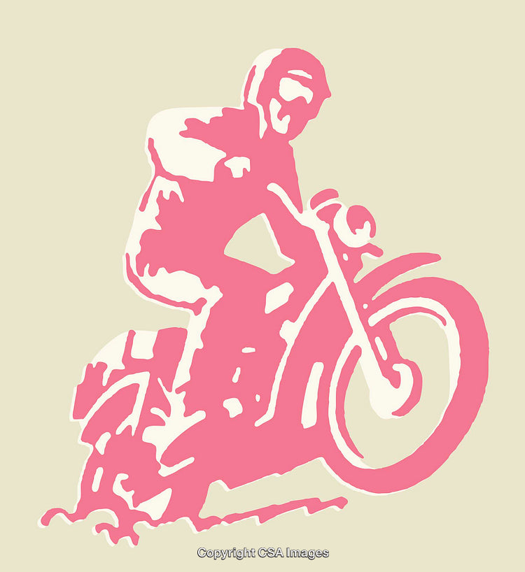 Colorful Line Art Illustration of a Motorcycle Rider in Action