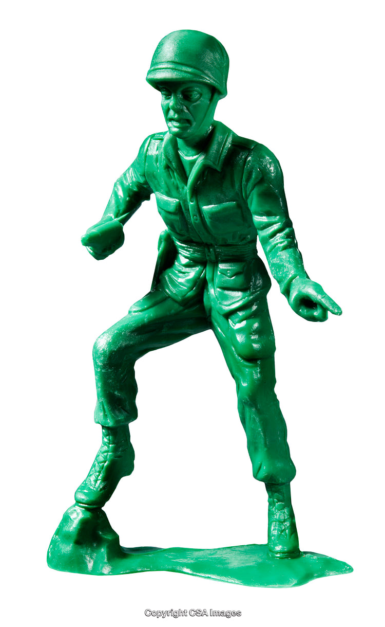 Green Plastic Army Toy Soldier Figurine in a Marching Pose