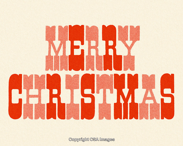 Vintage Bold Merry Christmas Typography With Red Text on Neutral Background