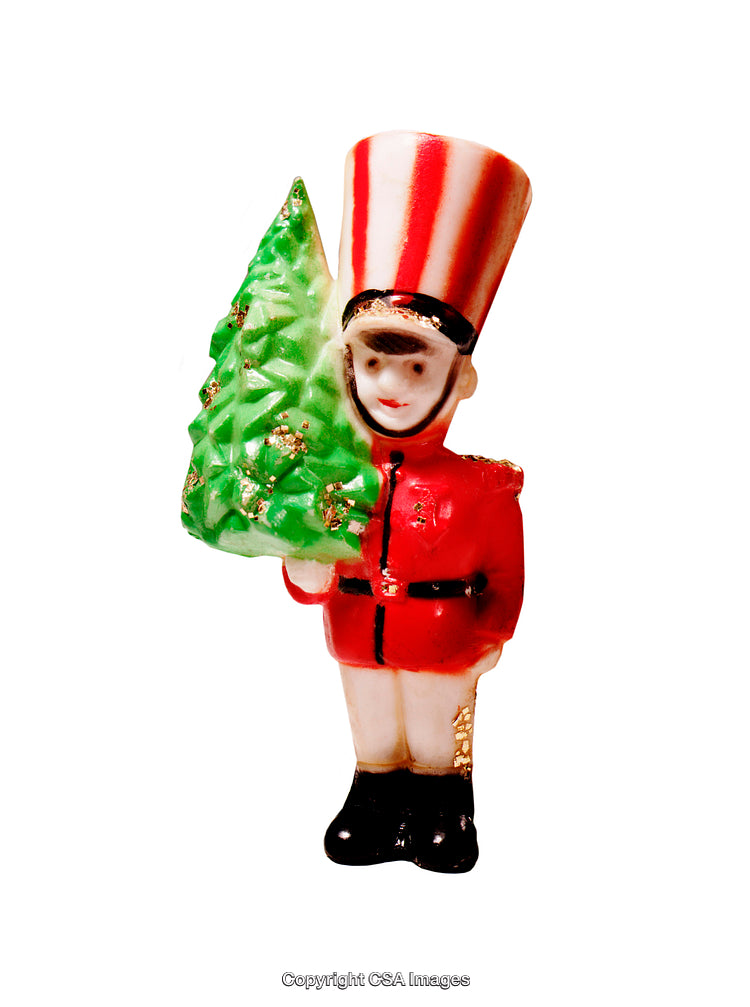 Red Toy Soldier Holding A Christmas Tree Figurine