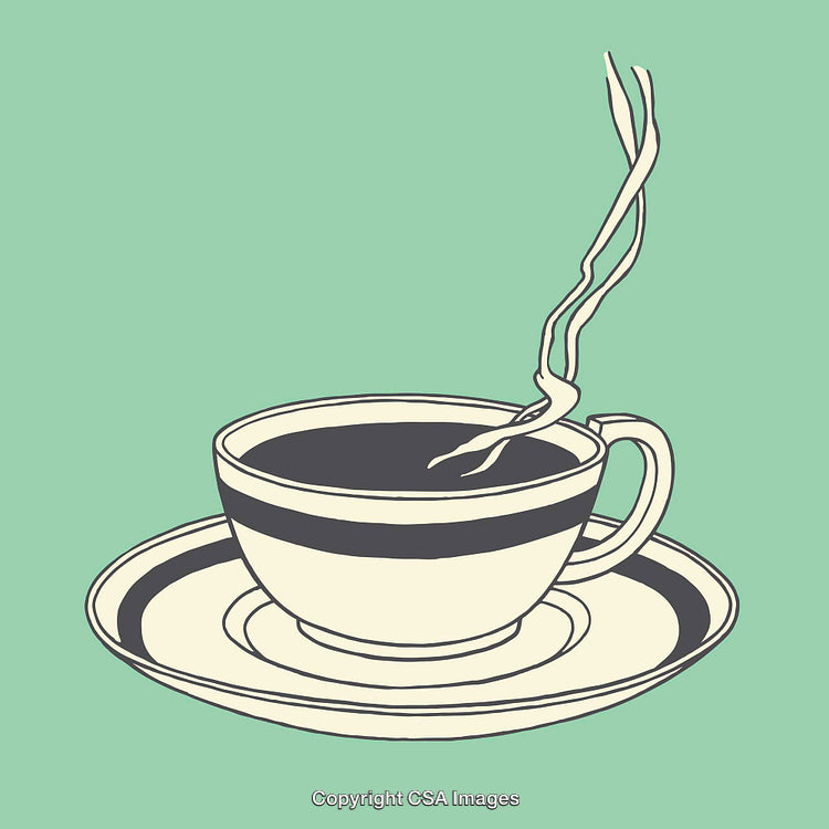 Minimalistic Line Art of a Coffee Cup on a Saucer