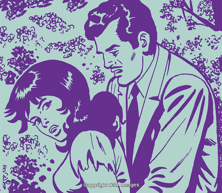 Pop Art Illustration of a Man and Woman in an Emotional Scene