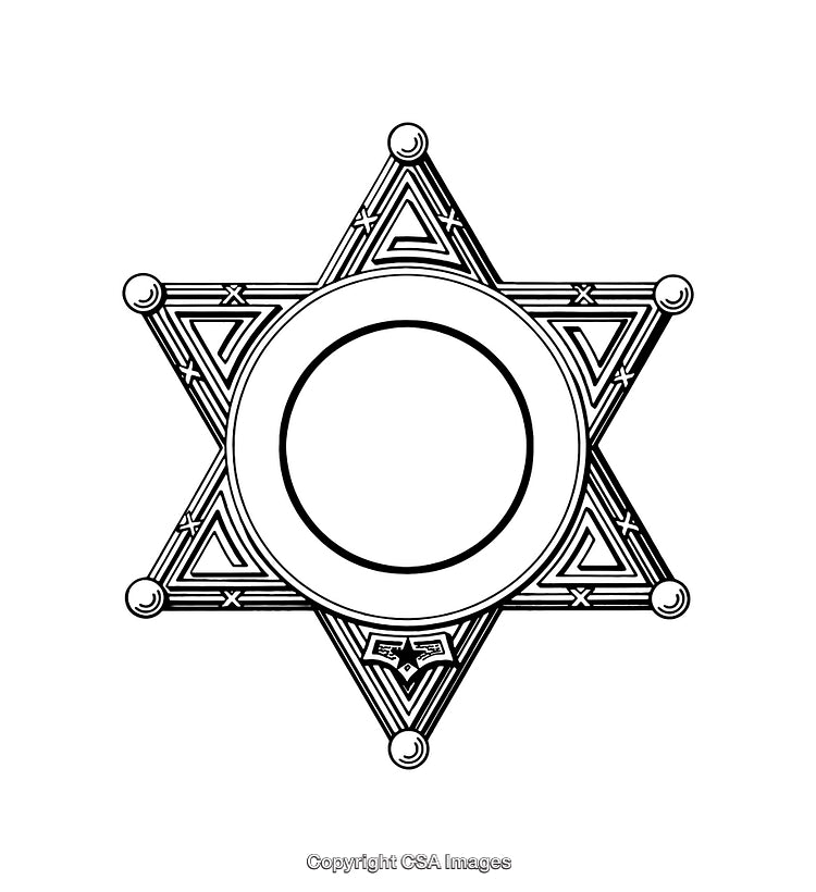 Detailed Black and White Sheriff Badge Star Illustration