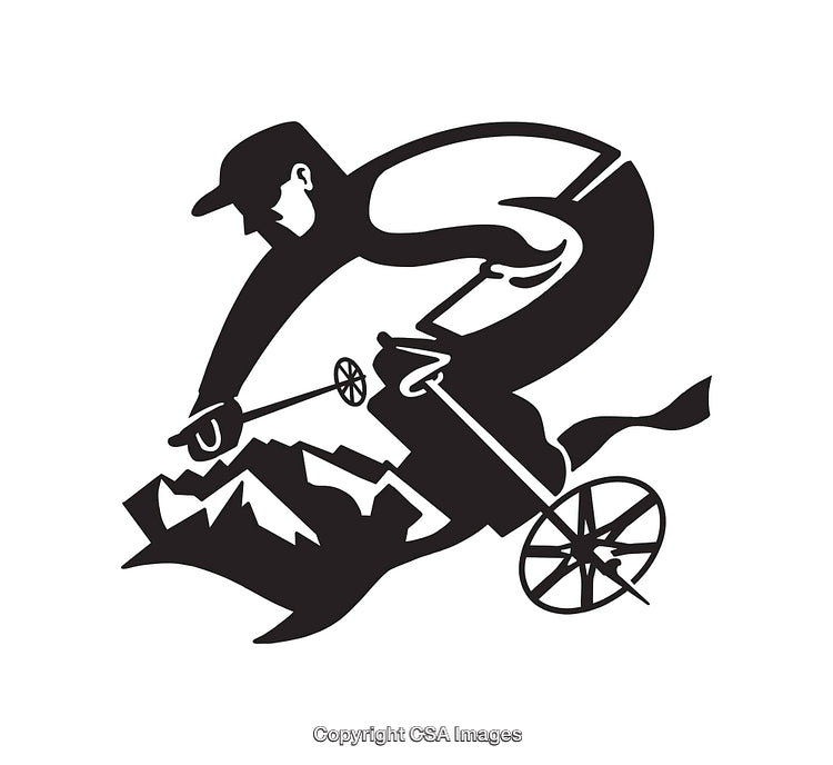 Dynamic Line Art of Cyclist on Mountain Trail in Black and White