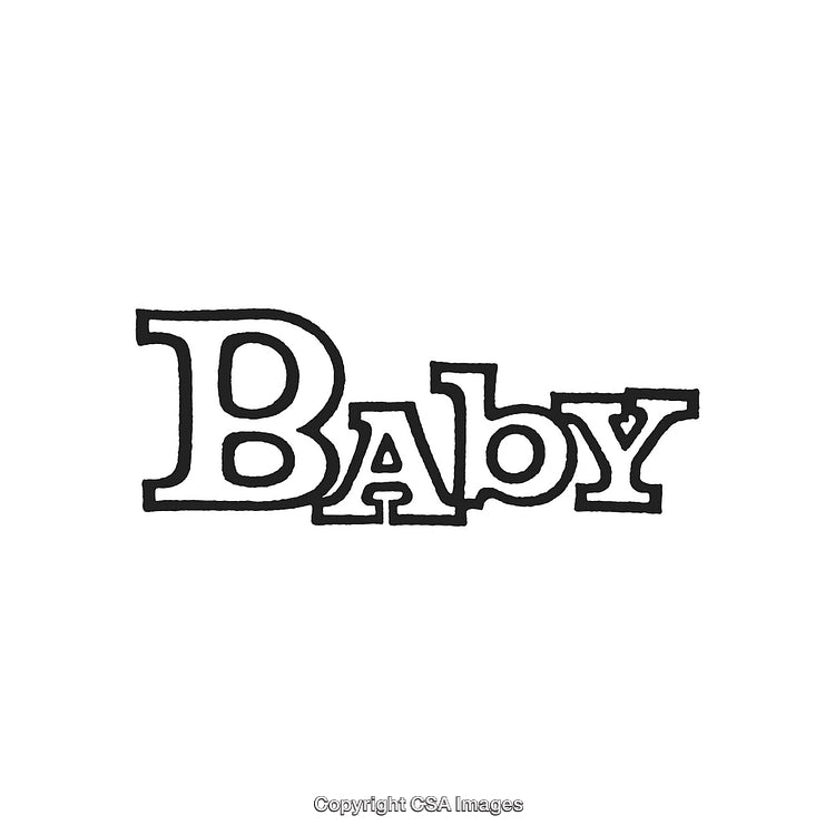 Black and White 'Baby' Text with Artistic Style on a White Background