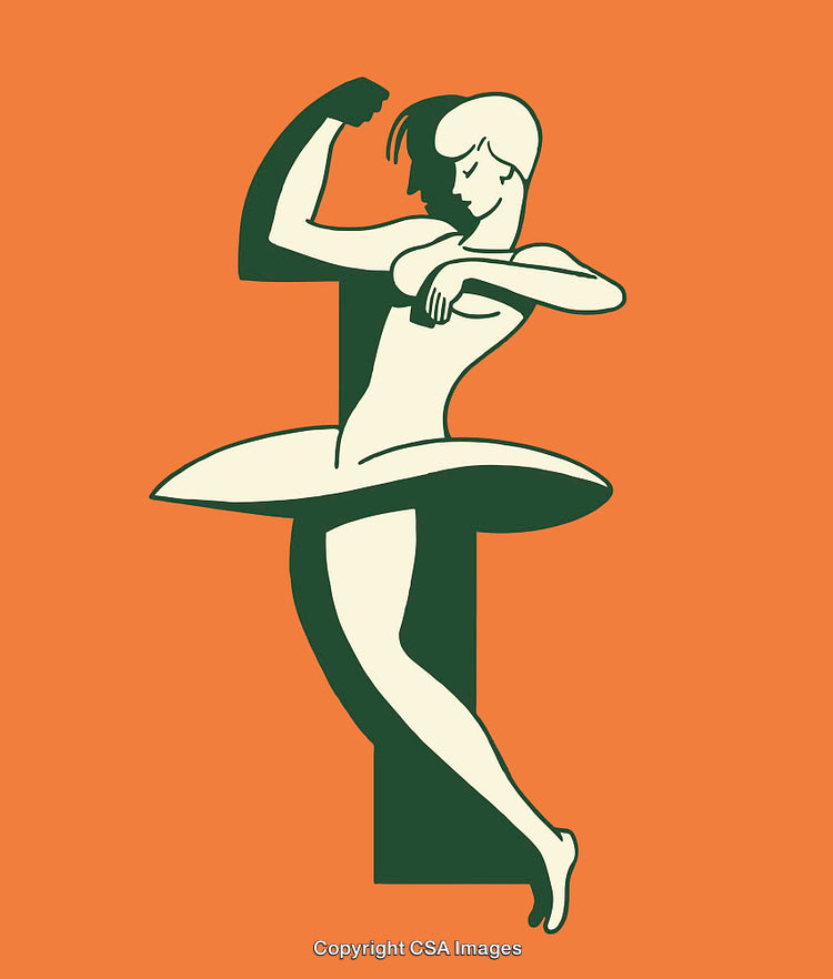 Artistic Abstract Ballerina in Colorful Minimalist Line Art Style