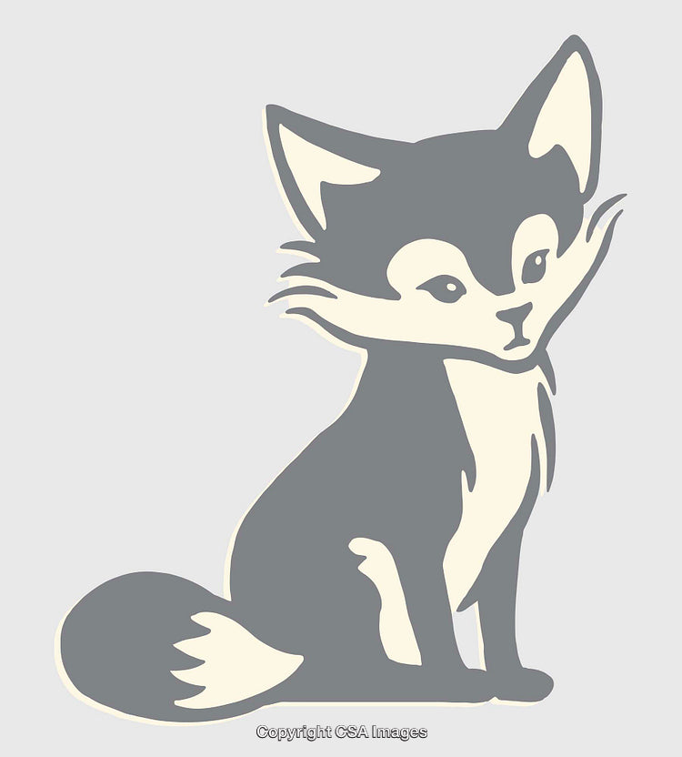 Adorable Stylized Fox Illustration in Elegant Grey and White Tones