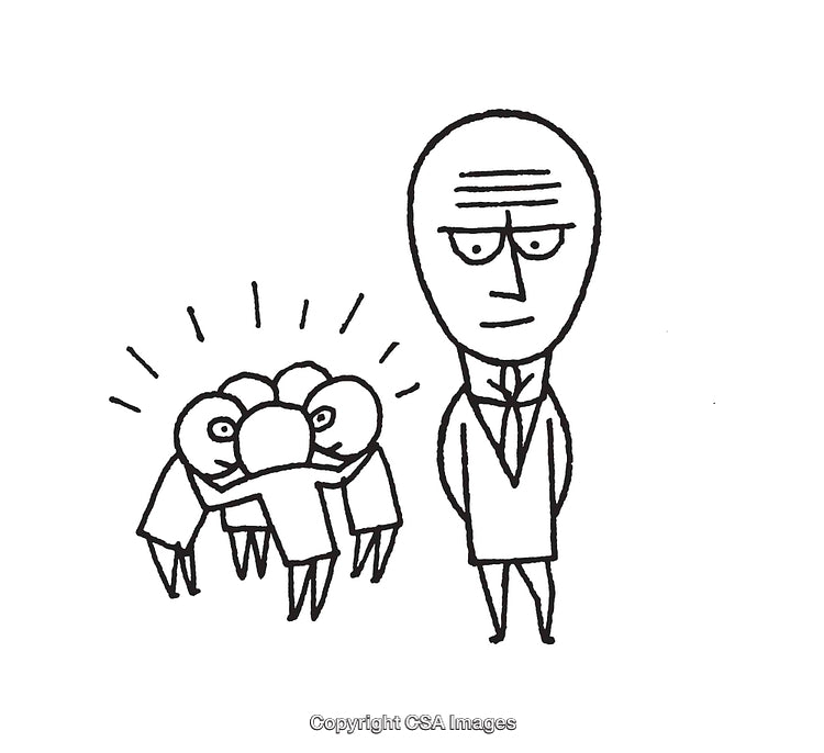 Black and White Illustration of Group and Reserved Individual