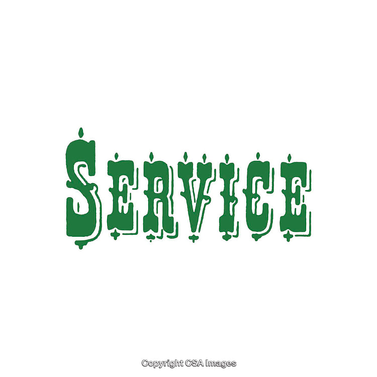 Bold Green Lettering Displaying the Word Service in Decorative Typeface Design