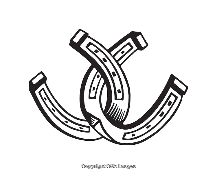 Black-And-White Intertwined Horseshoes Illustration Representation of Luck and Tradition
