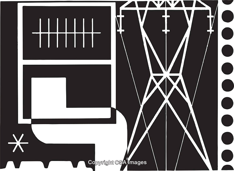 Abstract Black and White Geometric Pattern Design with Structural Elements