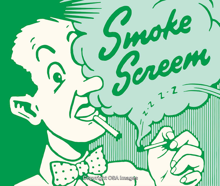 Retro Line Art Illustration with Smoking Theme and Playful Lettering