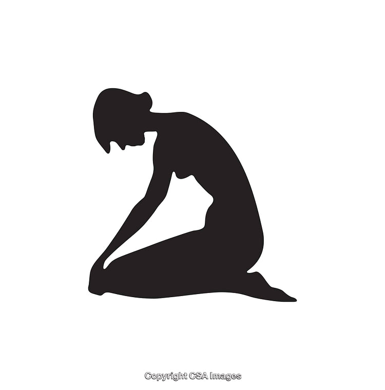 Silhouette of Person in Kneeling Pose on White Background