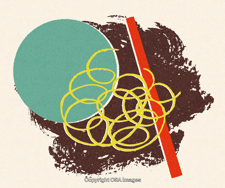 Abstract Geometric Artwork Featuring Vibrant Colors and Dynamic Shapes