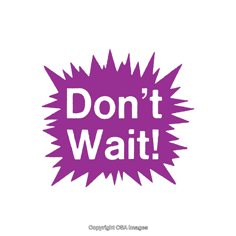 Purple Explosion Graphic Featuring Motivational Text Reading 'Don't Wait!'