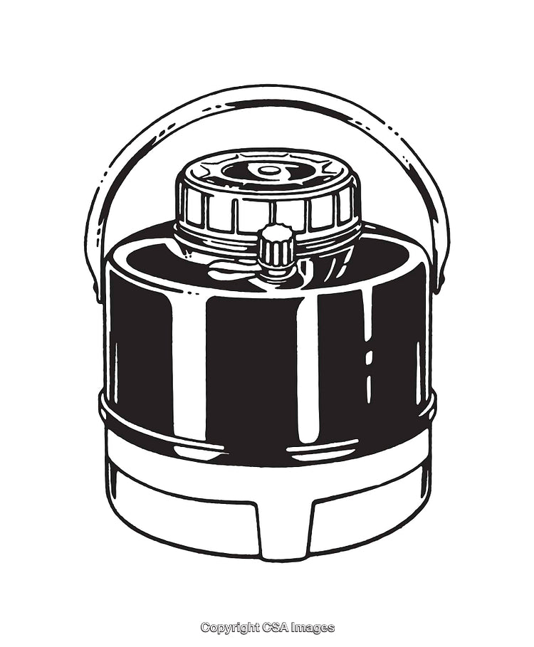 Detailed Black and White Line Art of a Small Storage Container