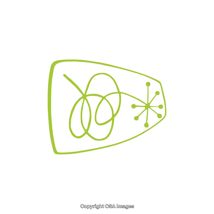 Elegant Green Abstract Shape Design Featuring Loops and Radiating Lines