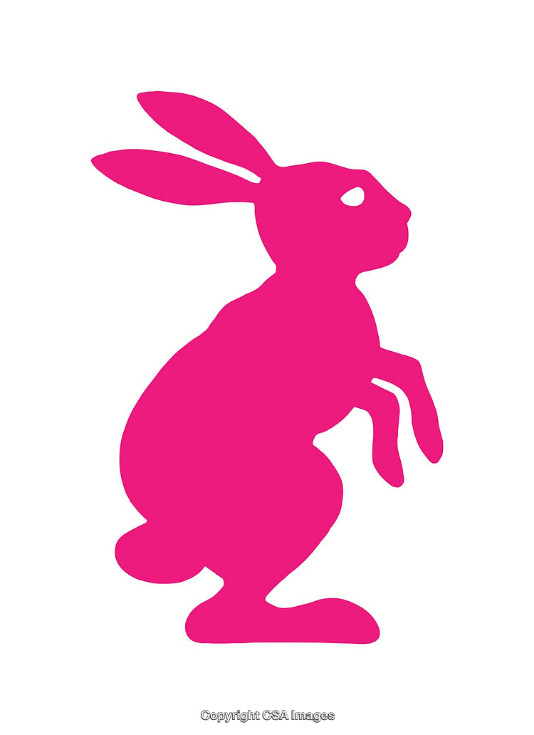 Vibrant Pink Rabbit Silhouette on a Clean White Background