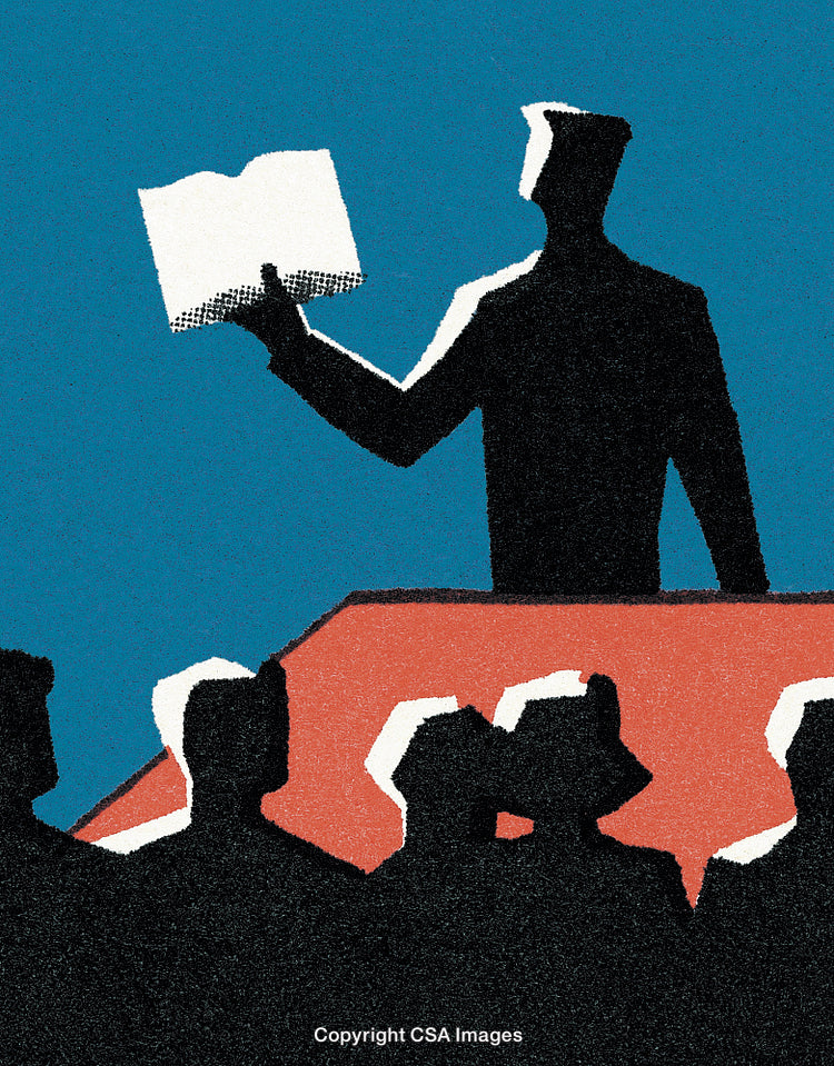Graphic Illustration of Public Speaking and Leadership in Modern Style