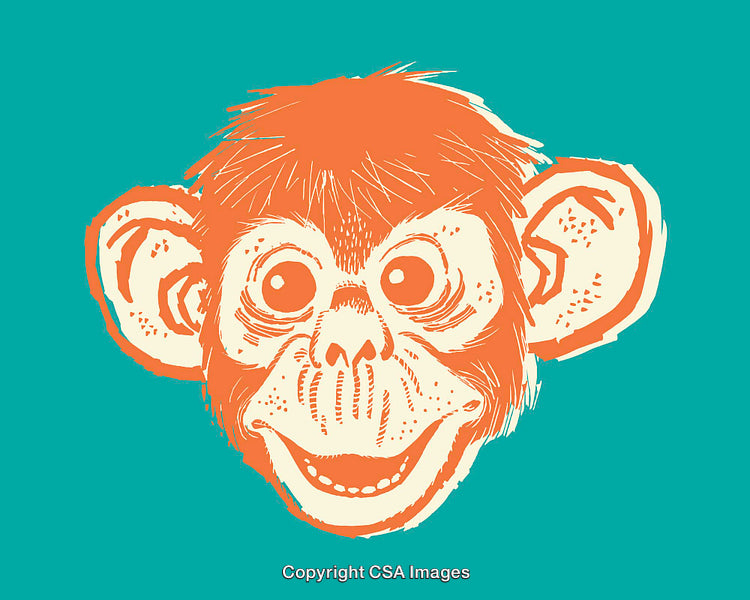 Playful Line Art Illustration of a Monkey with Vibrant Colors