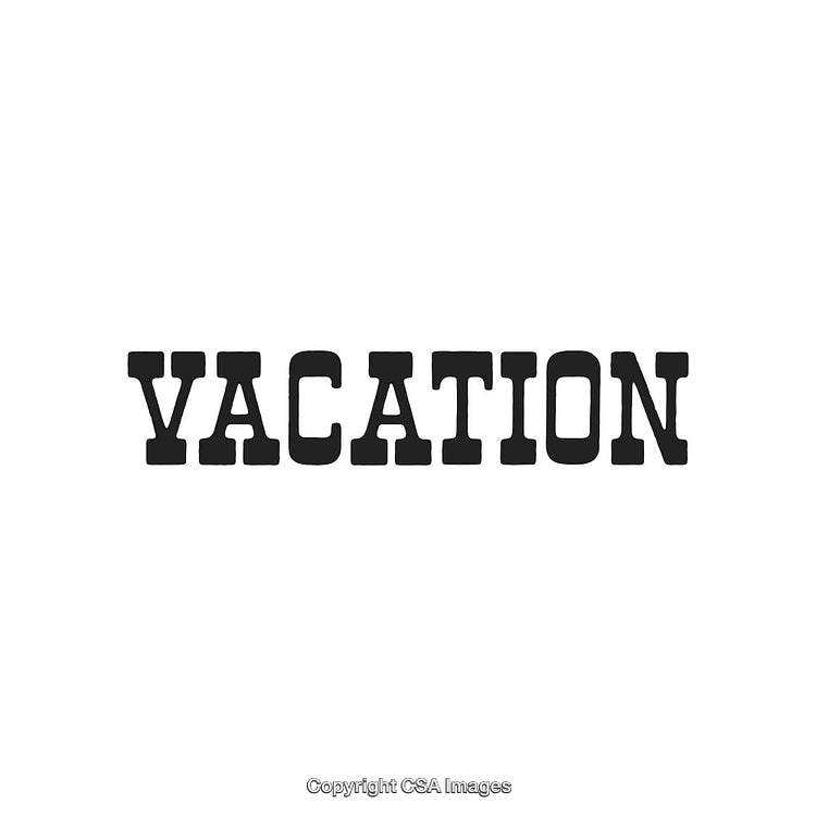 Bold Black Text Design Reading Vacation on a White Background