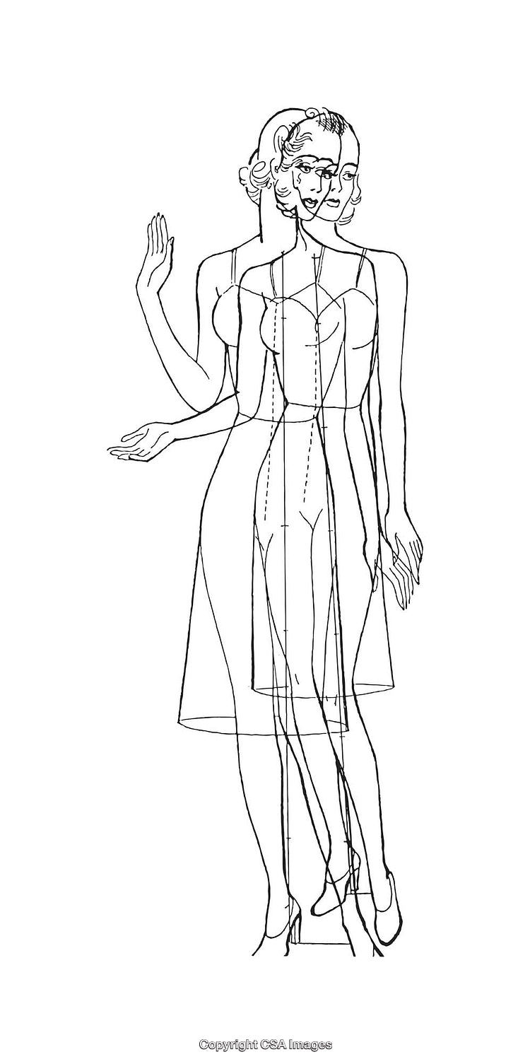 Detailed Black and White Diagram Illustrating Human Figure and Proportions