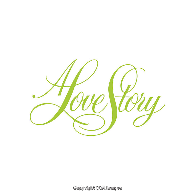 Elegant Calligraphy Featuring 'A Love Story' in Vibrant Green Text