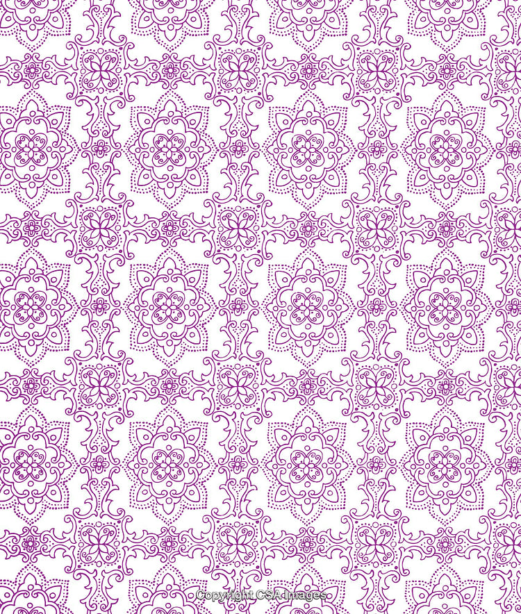 Elegant Purple Ornate Floral Patterns on a White Background