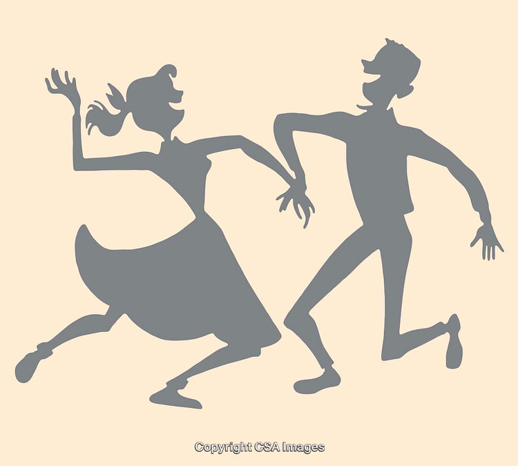 Vintage Silhouette of Dancing Couple in Motion