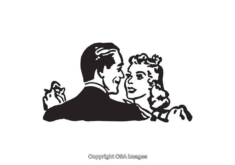 Black and White Illustration of a Romantic Couple in Intimate Pose