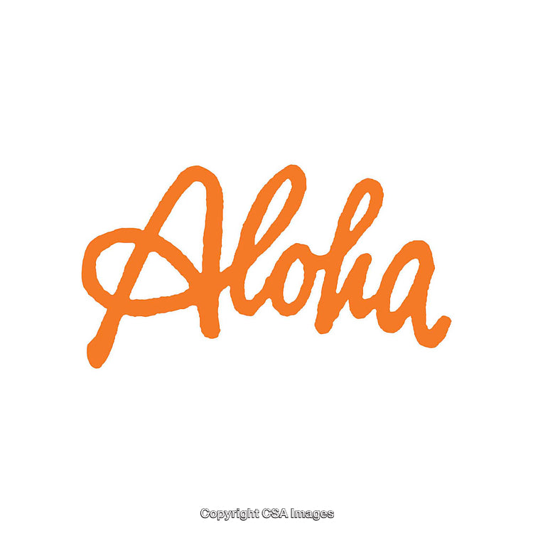 Orange Aloha Handwritten Design on a White Background